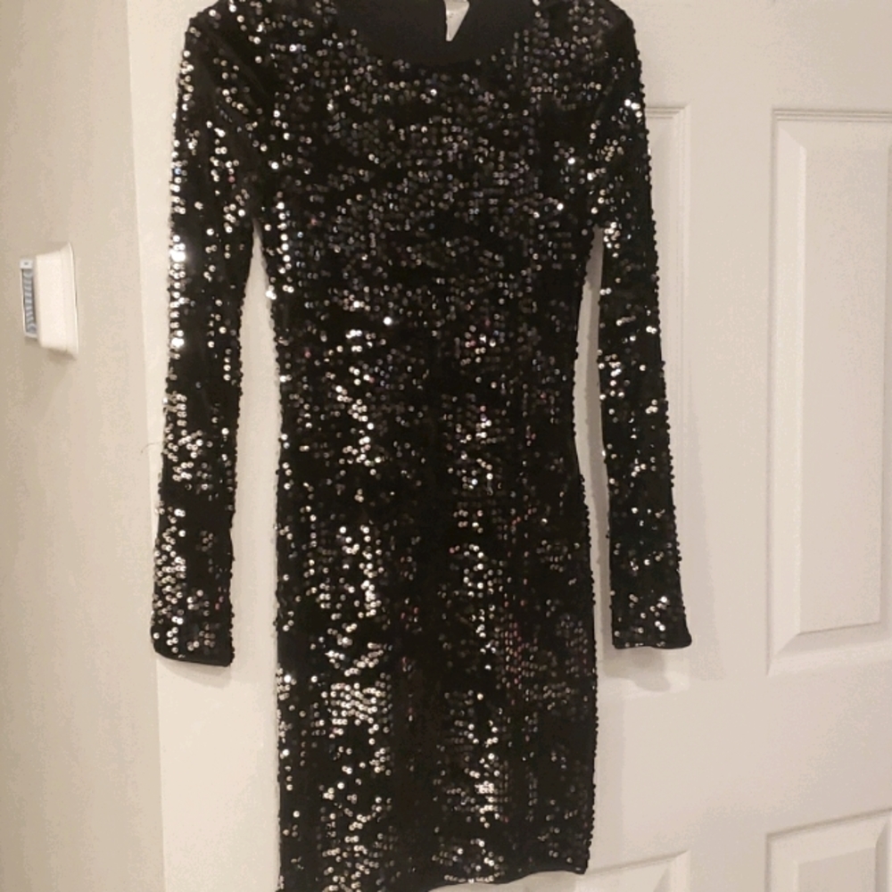Black & Silver Sequins Dress New WOT